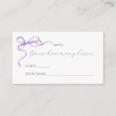 Purple Bow Devine Combien De Baisers Carte De Jeu (Devant)