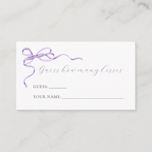 Purple Bow Devine Combien De Baisers Carte De Jeu (Devant)