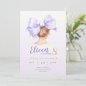 Purple Bow Girl Anniversaire Invitation (Debout devant)