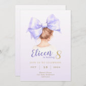 Purple Bow Girl Anniversaire Invitation (Devant / Derrière)