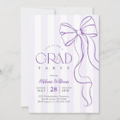 Purple Bow Graduation Photo Invitation (Devant)