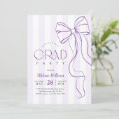 Purple Bow Graduation Photo Invitation (Debout devant)