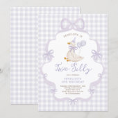 Purple Bow Two Silly Goose 2nd Birthday Kaart (Voorkant / Achterkant)