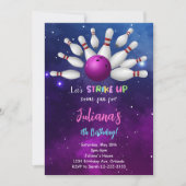 Purple Bowling Invitation d'anniversaire (Devant)