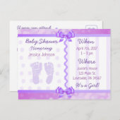 Purple Bows et Pois Baby shower Invitation (Devant / Derrière)