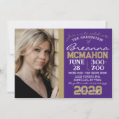 Purple & Bronze Gold Graduation Photo Invitation (Devant)