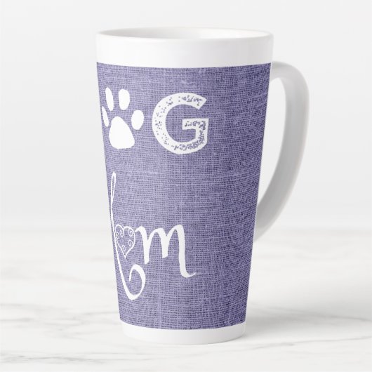 Purple Burlap Chien Maman Latte Mug (Angle droit)