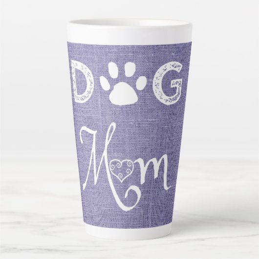 Purple Burlap Chien Maman Latte Mug (Devant)