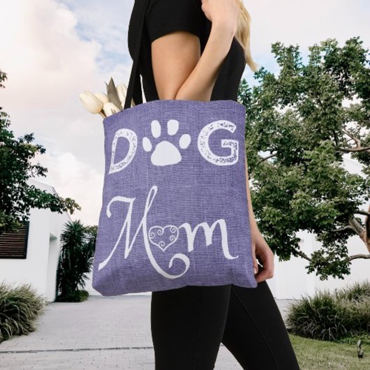 Purple Burlap Chien Maman Sac fourre-tout