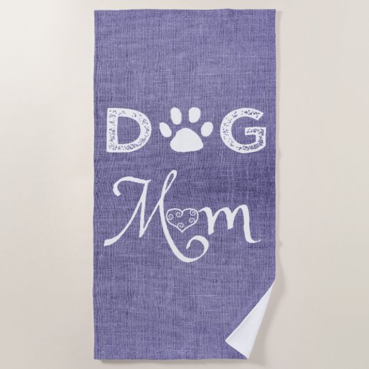 Purple Burlap Chien Maman Serviette de plage (Devant)