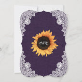 Purple Burlap dentelle tournesol Invitations de ma (Dos)