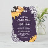 Purple Burlap dentelle tournesol Invitations de ma (Debout devant)