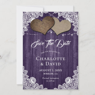 Purple Burlap Lace Wedding Enregistrer La Carte Da