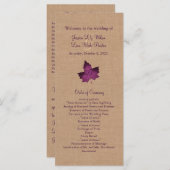 Purple Burlap Monogrammed Wedding Programme (Devant / Derrière)