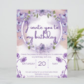 Purple butterflies birthday invitation (Debout devant)