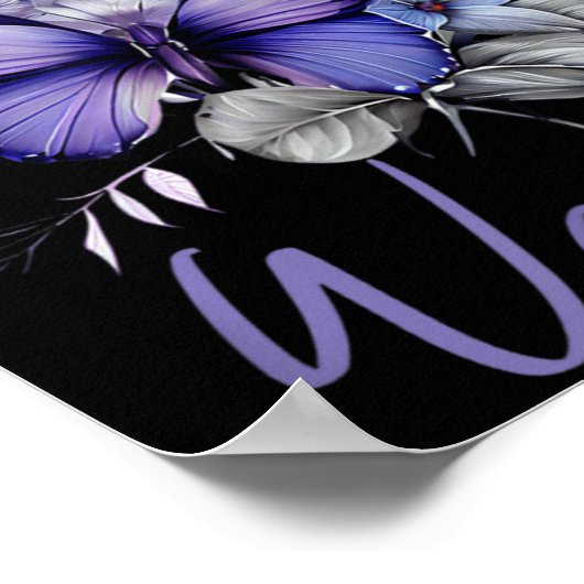 Purple Butterflies Warrior Suicide Prevention Awar Poster (Hoek)