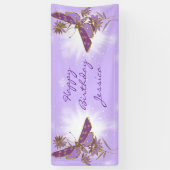Purple Butterfly Birthday Spandoek (Verticaal)