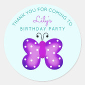 Purple Butterfly Party Favoriser Merci Stickers (Devant)