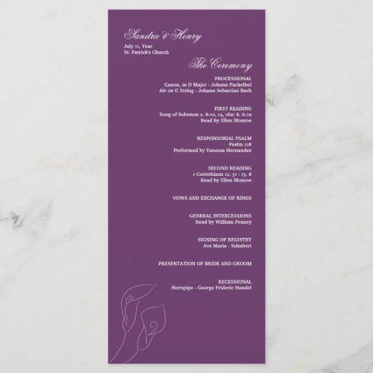 Purple Calla Lilies Programme de mariage (Devant)