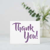 Purple Calligraphy Thank You Briefkaart (Staand voorkant)
