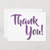 Purple Calligraphy Thank You Briefkaart (Voorkant / Achterkant)