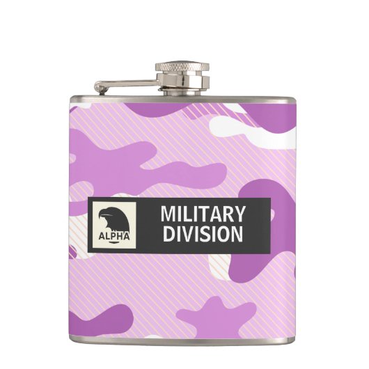 Purple Camouflage Pattern Heupfles (Voorkant)