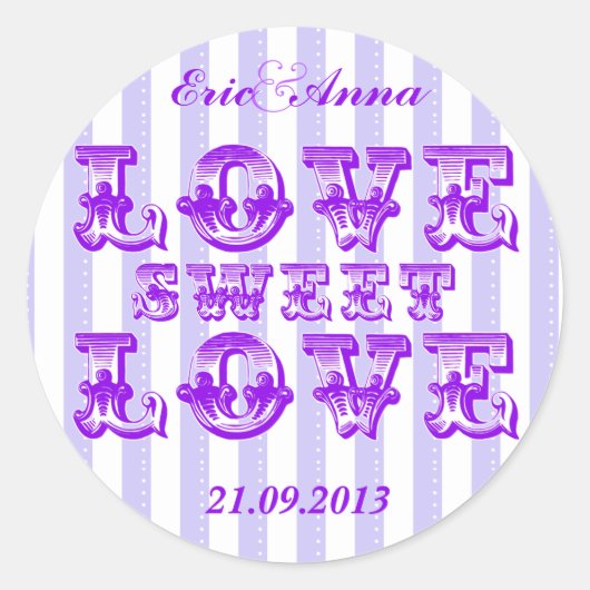 Purple Candy Stripe LOVE SWEET LOVE sticker (Devant)