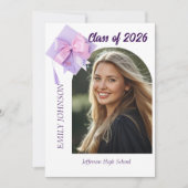 Purple Cap Photo Graduation Party Invitation (Devant)