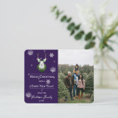 Purple Carte photo de vacances Festive Reindeer (Debout devant)