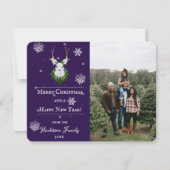 Purple Carte photo de vacances Festive Reindeer (Devant)