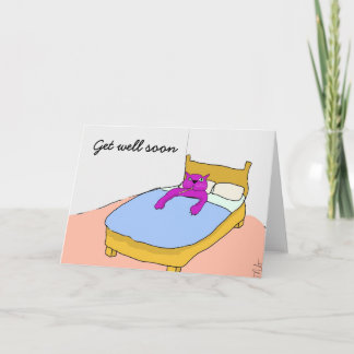 Purple Cat Get Well Bientôt carte