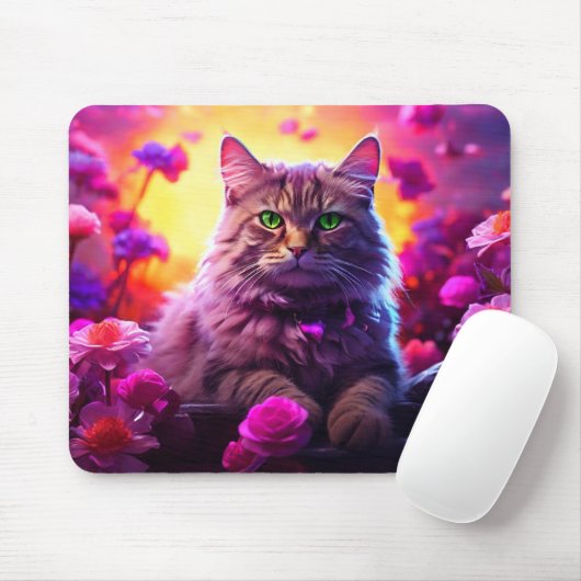 Purple Cat Mouse Pad – Perfect Gift for Cat Lovers Muismat (Met muis)