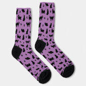 Purple Cats and Paw Prints Pattern Sokken (Rechts)