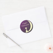 Purple chat lune éffrayant Halloween étiquette tag (Enveloppe)