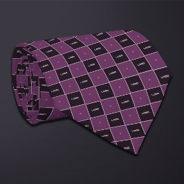 Purple Checkerboard Logo Pattern Stropdas
