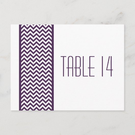 Purple Chevron Bordure Numéro de table Carte posta (Devant)