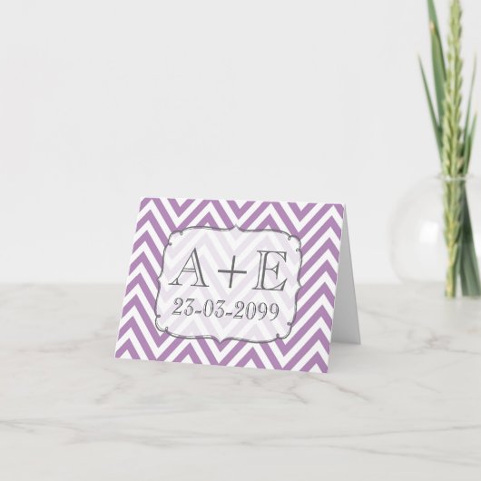 Purple Chevron Monogram Mariage Merci Cartes (Devant)
