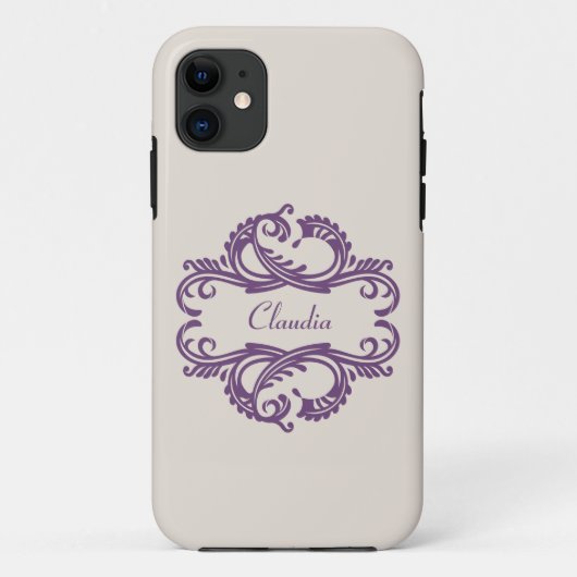 Purple Chic Damask BT iPhone 5 Coque (Dos)