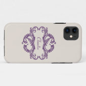 Purple Chic Damask BT iPhone 5 Coque (Dos (Horizontal))