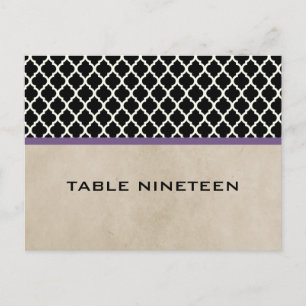 Purple Chic Quatrefoil Numéro de table Carte posta