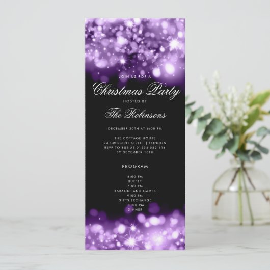 Purple Christmas Lights Invitation Programme et me (Debout devant)