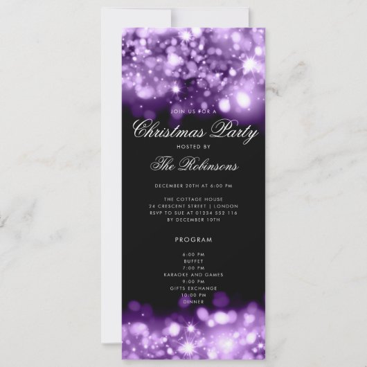 Purple Christmas Lights Invitation Programme et me (Devant)