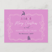Purple clair : Bow & Trees Doodles Carte postale d (Devant)