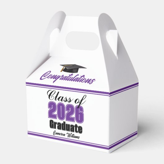 Purple Class of 2026 Custom Graduation Party Bedankdoosjes (Voorkant Zijde)