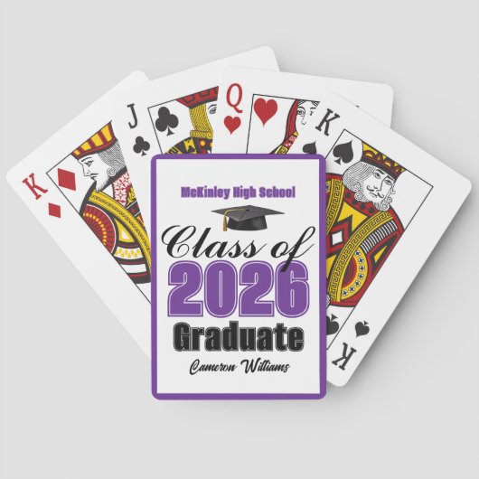 Purple Class of 2026 Custom Graduation Party Pokerkaarten (Achterkant)