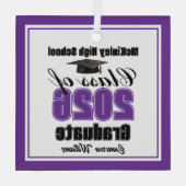 Purple Class of 2026 Graduation Custom Christmas Glas Ornament (Achterkant)