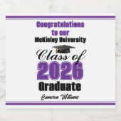 Purple Class of 2026 Graduation Party Custom Bier Etiket (Enkel label)