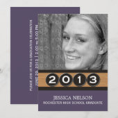 Purple Classy Keys Invitation de diplôme (Devant / Derrière)