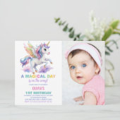 Purple Cloud Unicorn Anniversaire Invitations phot (Debout devant)