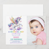 Purple Cloud Unicorn Anniversaire Invitations phot (Devant / Derrière)